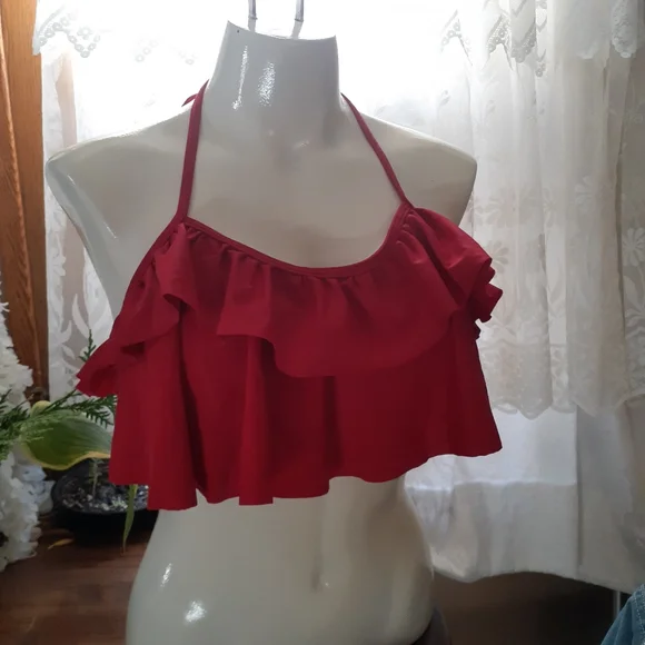 Two NWT Red Ruffle Bikini Tops Large - Picture 12 of 16